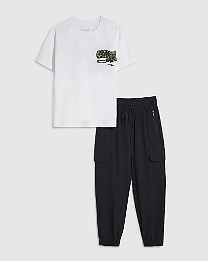 Boys White Camo T-Shirt and Cargo Set