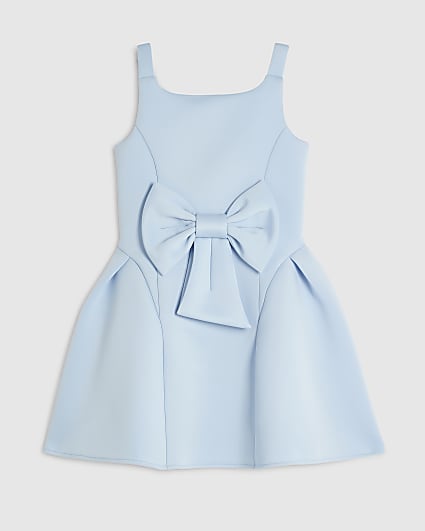 Girls Blue Premium Bow Dress
