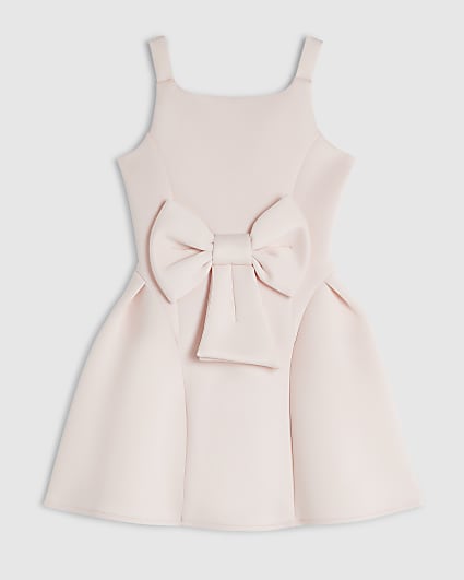 Girls Pink Premium Bow Dress
