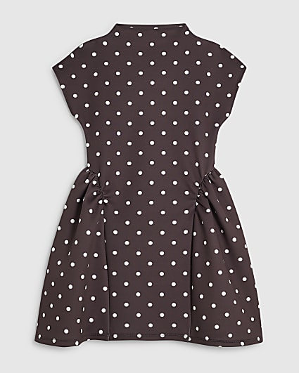 Girls Brown Polka Dot Prom Dress
