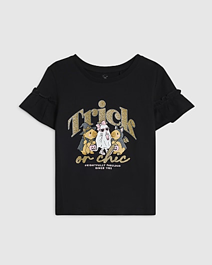 Mini Girls Black Halloween Chic T-Shirt