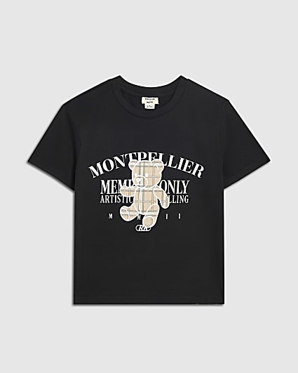 Mini Boys Black Montpellier Bear T-Shirt