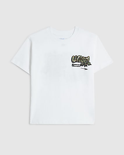 Boys White Camo Graffiti T-Shirt