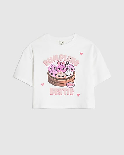 Girls White Dumpling Bestie T-Shirt