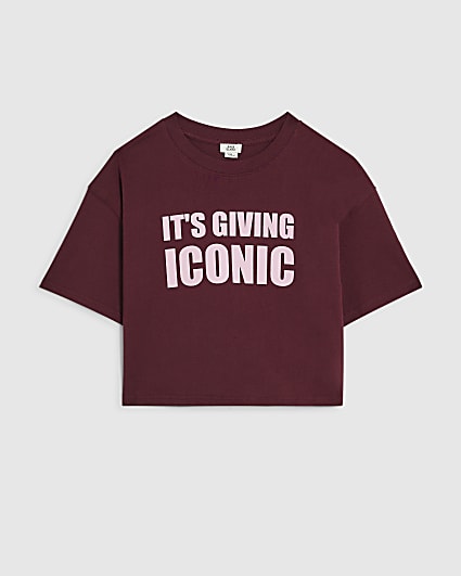 Girls Burgundy Its Giving Iconic T-Shirt
