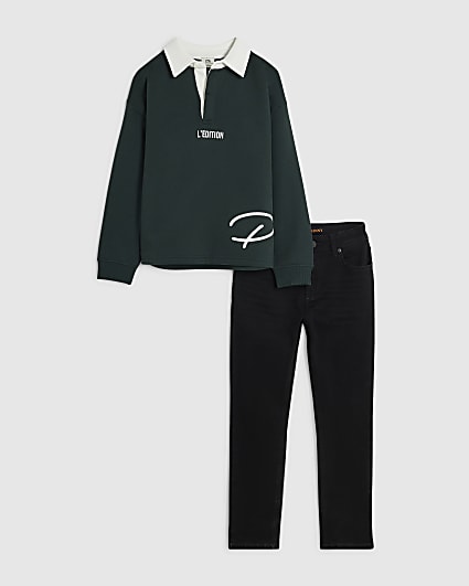 Boys Green Prolific Sweatshirt And Jeans Set