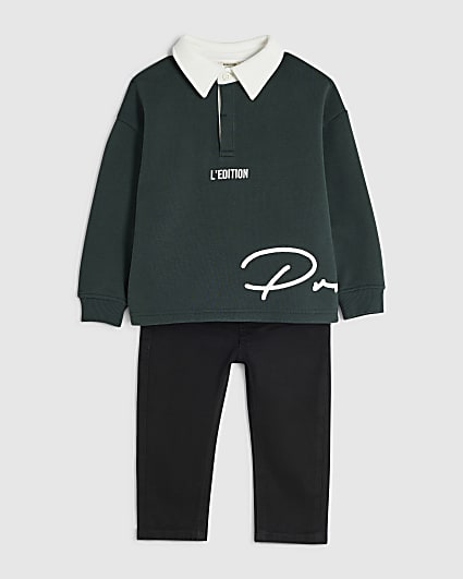 Mini Boys Green Prolific Sweatshirt And Jeans