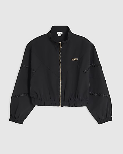 Girls Black Lace Nylon Jacket