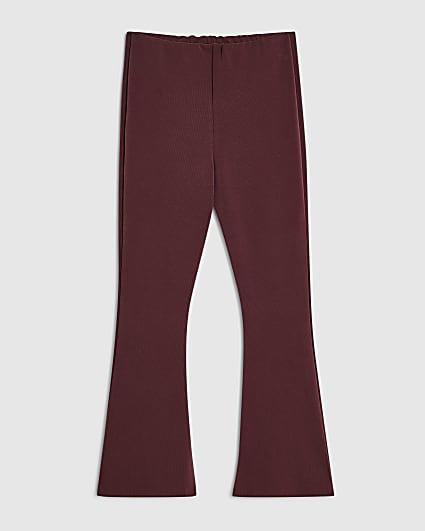 Girls Burgundy Flare Trousers