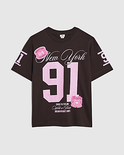Girls Brown New York 91 Graphic T-Shirts