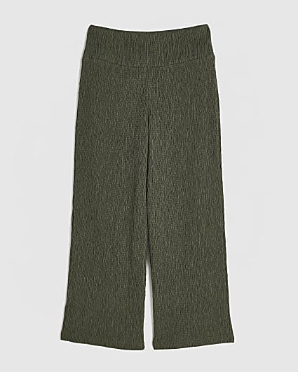 Girls Khaki Wide Leg Trousers