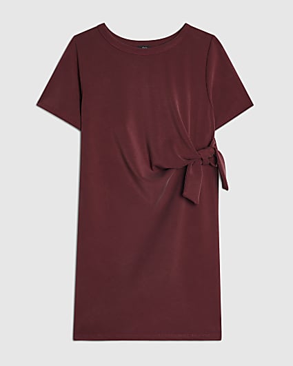 Girls Burgundy Premium Side Tie Dress