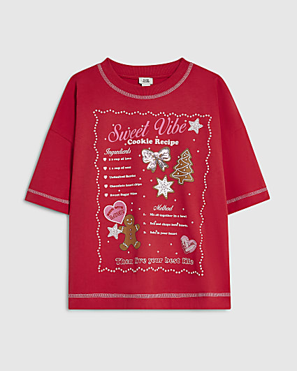 Girls Red Christmas Recipe T-Shirt