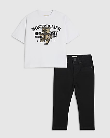 Mini Boys White Montpellier Bear T-Shirt Set