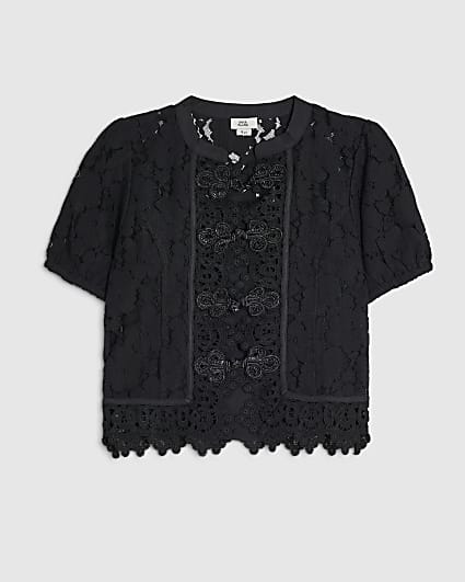 Girls Black Lace Drummer T-Shirt