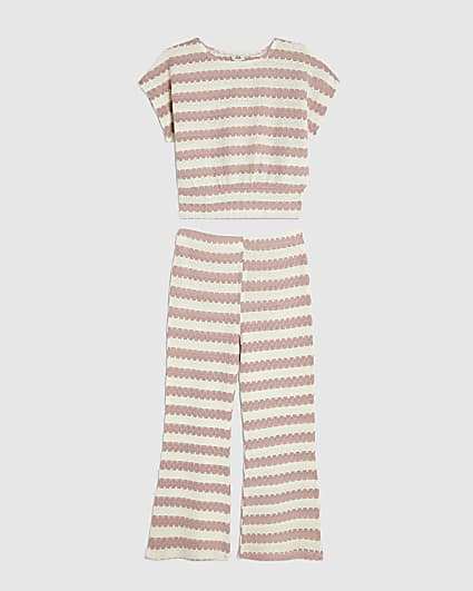 Girls Pink Stripe T-Shirt Set
