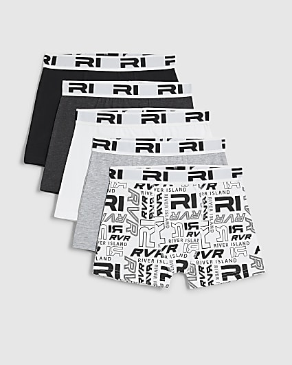 Boys Black Monogram Pack Of 5 Boxers