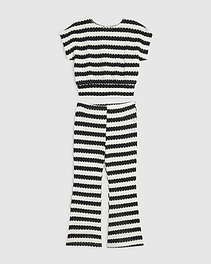 Girls Black Stripe T-Shirt Set
