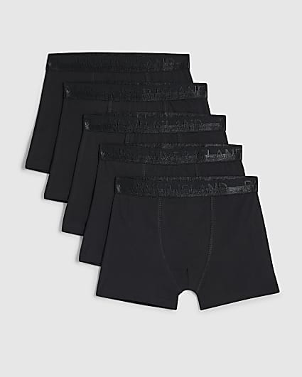 Boys Black Metallic Pack Of 5 Boxers