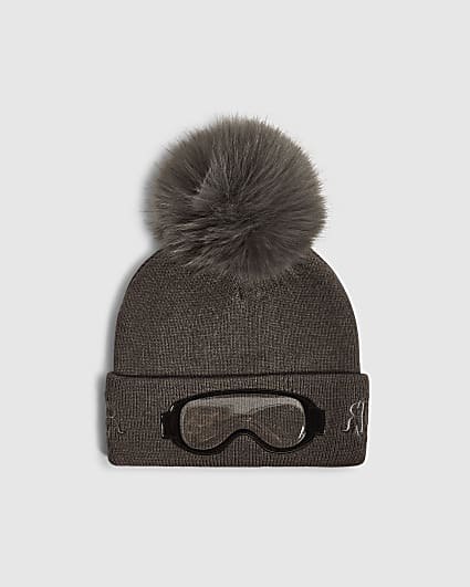 Boys Grey Goggle Beanie