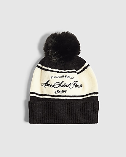 Mini Boys Black Colour Block Beanie