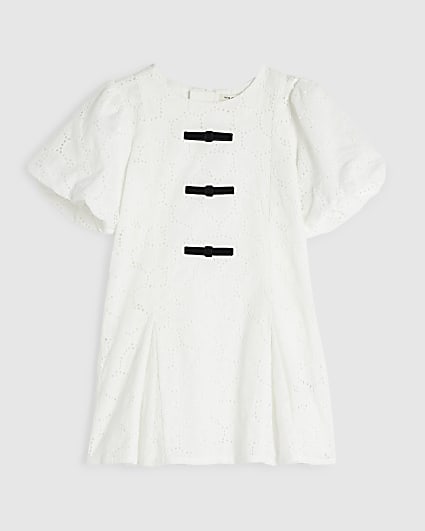 Mini Girls White Lace Drummer Dress