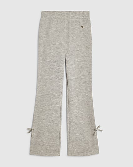 Girls Beige Bow Kickflare Trousers