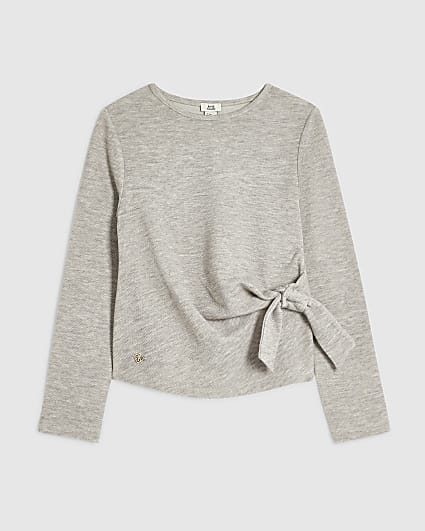 Girls Beige Tie Side Top