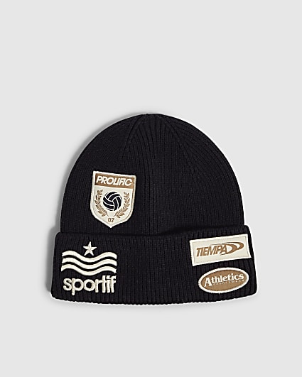 Boys Navy Badge Beanie