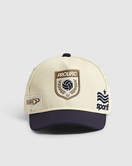 Mini Boys Cream Blocked Badge Cap