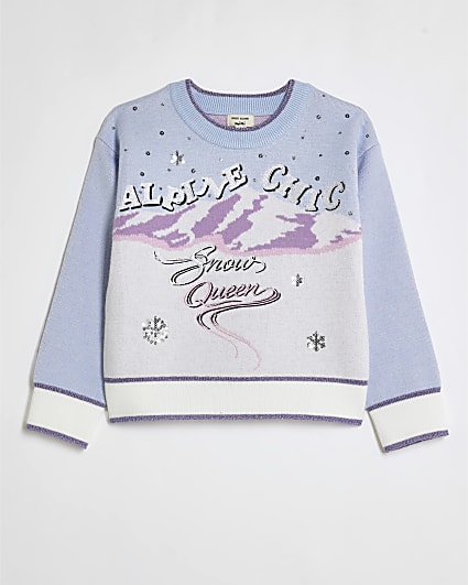 Mini Girls Purple Snow Queen Jumper