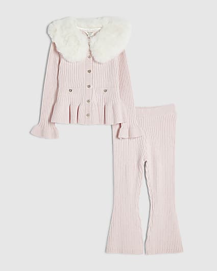 Mini Girls Pink Faux Fur Collar Set