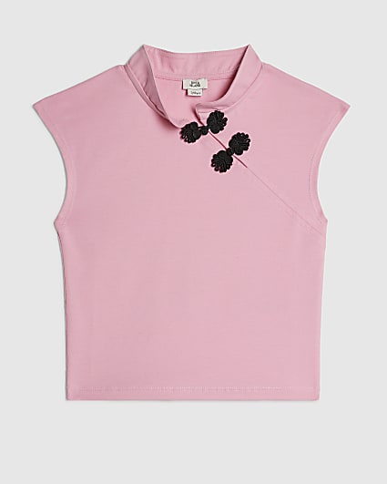 Girls Pink Frogging Detail Top
