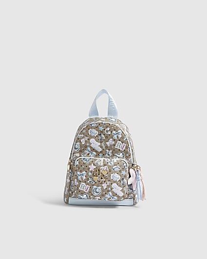 Girls Brown Icy Monogram Backpack