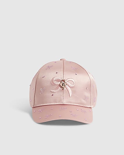 Girls Pink Diamante Bow Cap