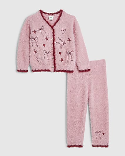 Baby Girls Pink Fluffy Cardigan Set