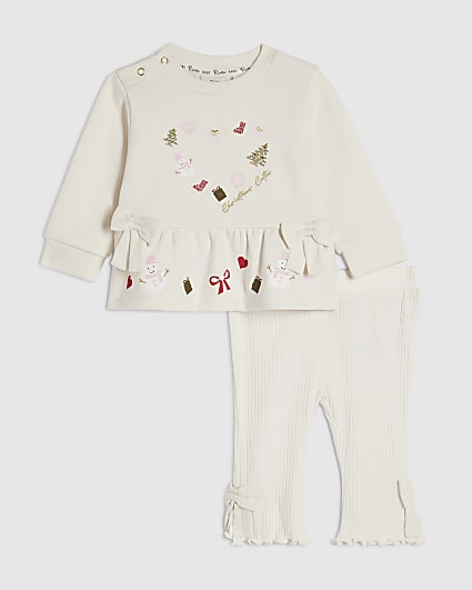 Baby Girls Cream Novelty Peplum Bodysuits Set