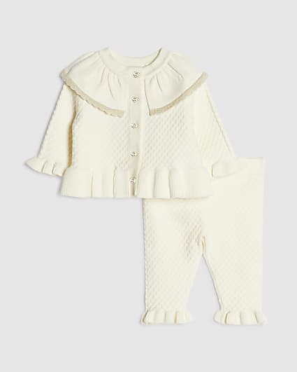 Baby Girls Cream Bow Cardigan Set