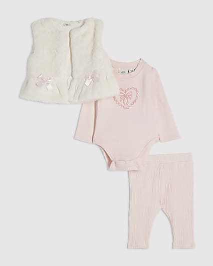 Baby Girls Pink Fur Gilet Set