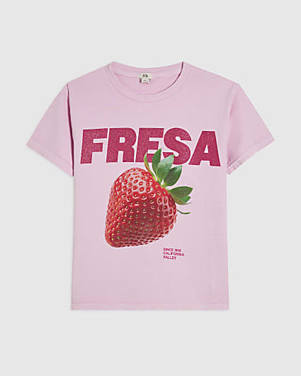Girls Pink Glitter Fresha Strawberry T-Shirt