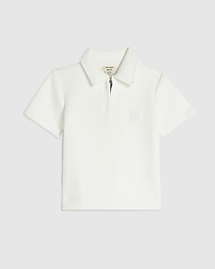 Mini Boys White Premium Polo Shirt