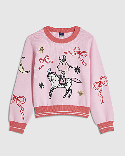 Girls Pink Circus Jumper