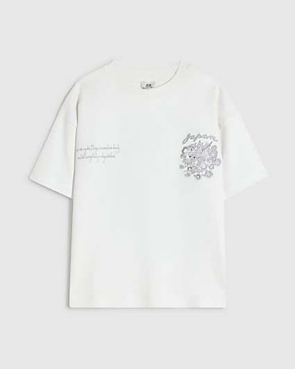 Boys White Japanese Lurex Tee