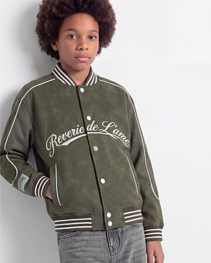 Boys Grey Nubuck Bomber Jacket