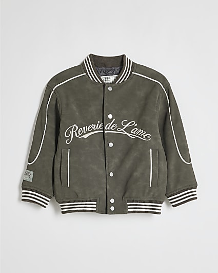 Mini Boys Grey Nubuck Bomber Jacket
