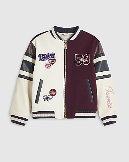 Girls Purple Badged Bomber Jacket