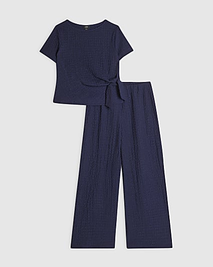 Girls Navy T-Shirt And Trousers Set