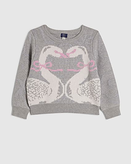 Mini Girls Grey Swan Jumper