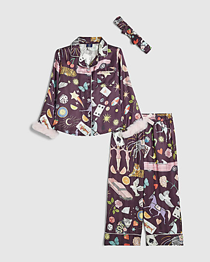Mini Girls Purple Mystical Print Pyjama Set