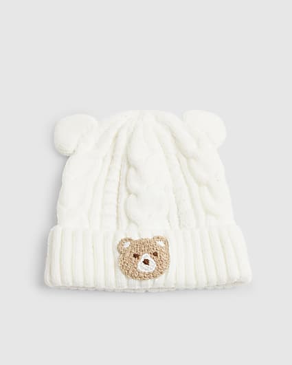 Baby Cream Bear Patch Beanie Hat
